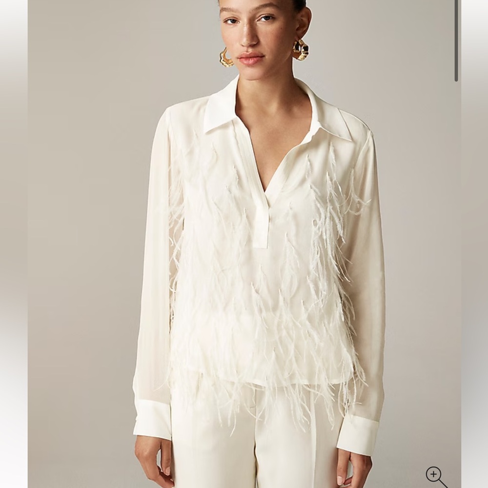 Bungalow feather embellished chiffon top